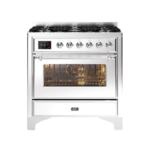 Nostalgie 36 Inch Natural Gas Freestanding Range in Stainless Steel with Brass Trim - black